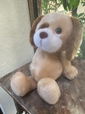 Russ Berrie Vintage VTG Dog Plush 7" Trips Puppy Beige Brown Firmly Stuffed NWOT