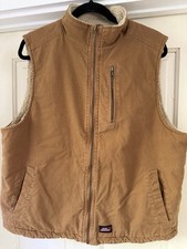dickies mens premium sherpa lined insulated brown duck canvas work vest Large