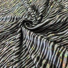 Animal Print Zebra Metallic Spandex stretch Fabric 60" wide by Yard for Swimwear