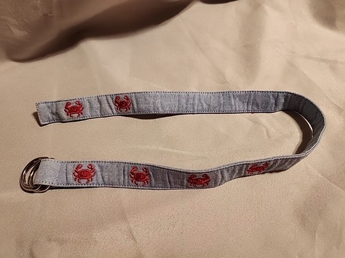 Mudpie Belt Blue Cotton With Red Crabs 2Y/5T D Ring - Picture 2 of 12