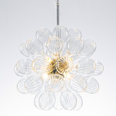 Dandelion Glass Chandelier Mid-century Clear Hand Blown Glass Ceiling Light
