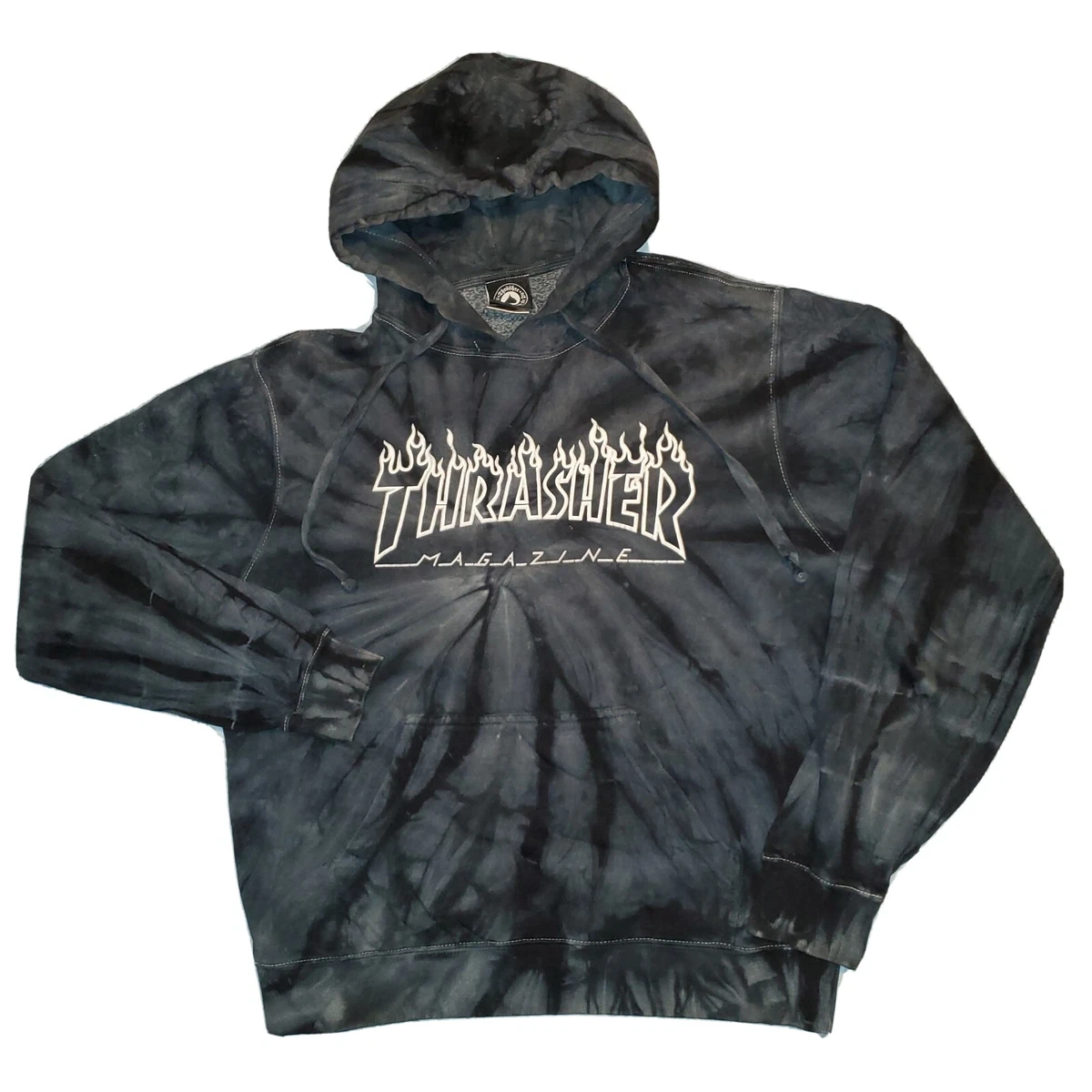 Thrasher Magazine Tie Dye Hoodie Sz MEDIUM Skateboarding Grey u0026amp; Black  Pullover | eBay