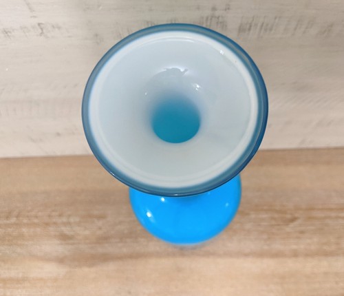 LSA International Blown Art Glass Vase Blue & White Cased 12.5" Poland - Picture 3 of 9