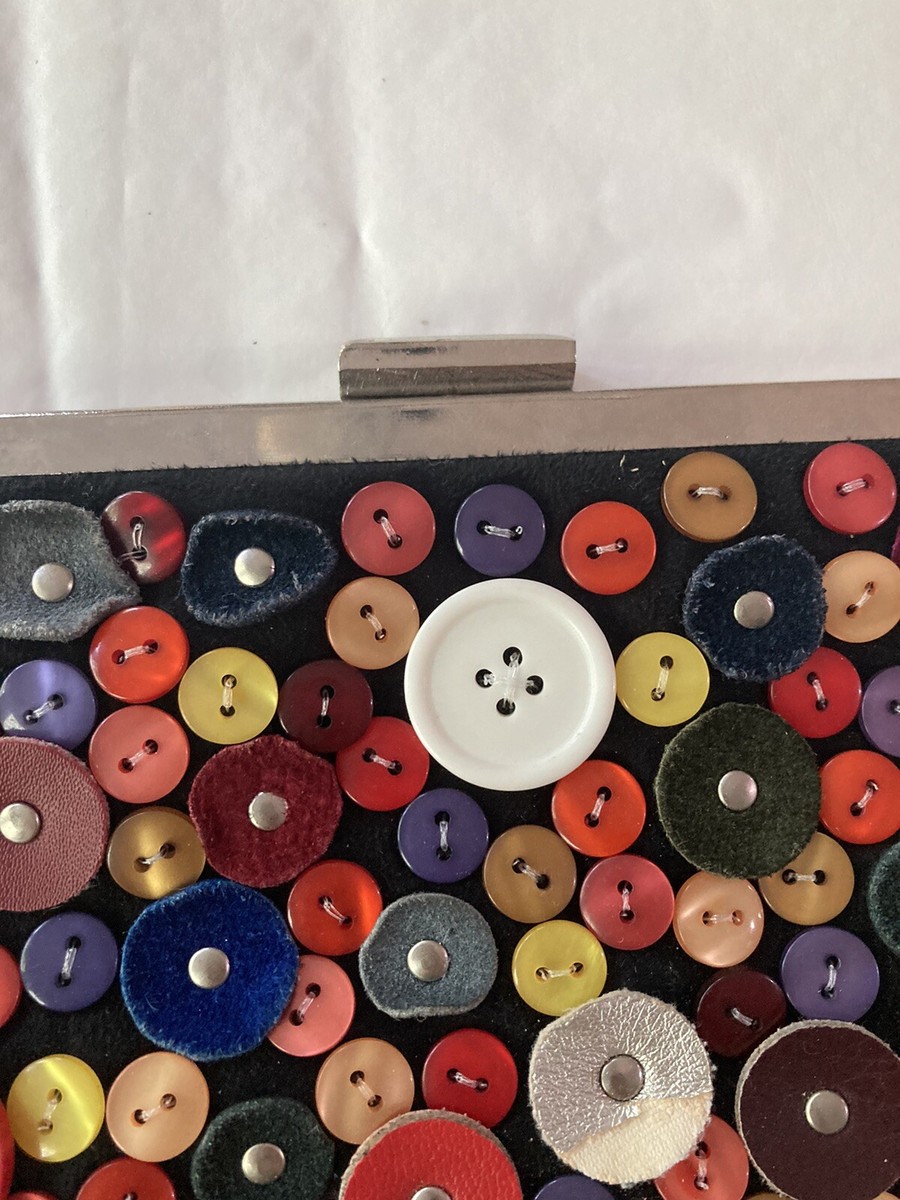 ALDO Clutch Purse Handbag Buttons Leather Multicolored