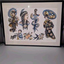 Original Tattoo Flash Art Watercolor Painting