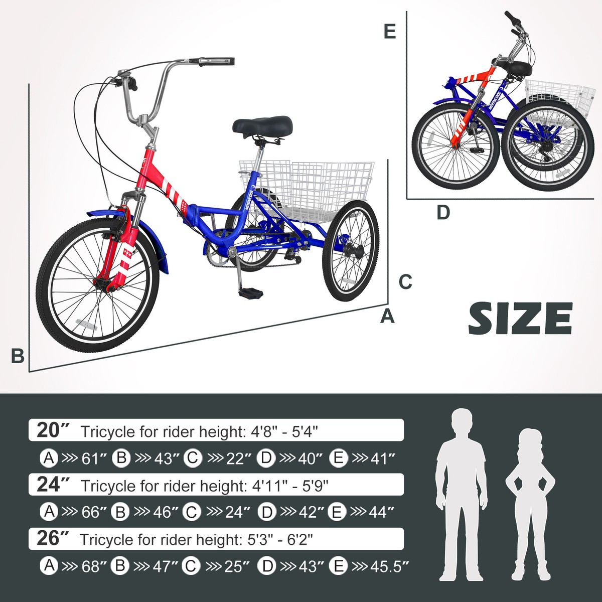 Adult Folding Tricycle 3Wheel 7 Speed Bicycle Portable Foldable Trike 20"  Wheels | eBay
