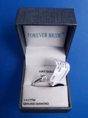 Solid White Gold 10k Forever Engage/Wedding Band 1/4 CTTW Sz 