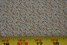 By 1/2 Yd, Vintage, Rust Green Gold Calico on Tan Quilt Cotton, P1177