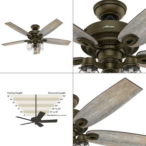 Crown Canyon 52 In Indoor Regal Bronze Ceiling Fan Light Hunter