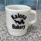 Vintage Anchor Hocking Milk Glass 8 Ounce Mug Kalona Bakery Kalona, Iowa Amish