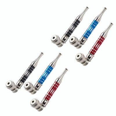 ( 6Pack ) 4.3'' Long Metal Lay Flat Tobacco Smoking Hand Pipes with Caps Lids