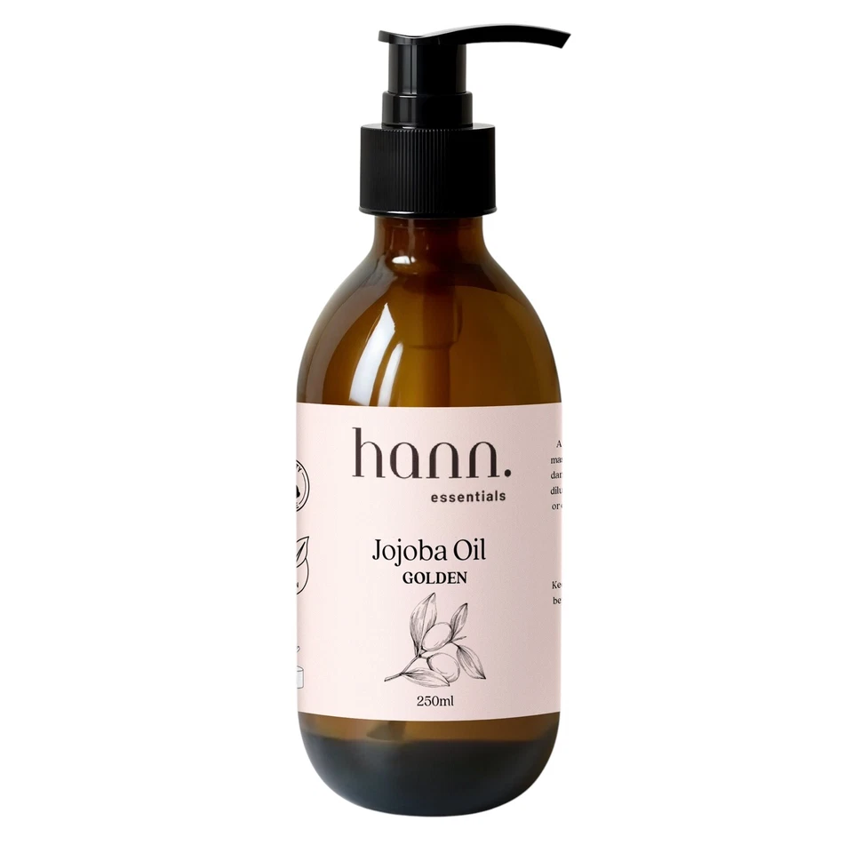 HANN ESSENTIALS Golden Jojoba Oil Cold Pressed 250ml Glass Bottle Body, Hair & Skin Care