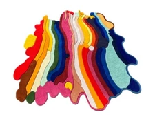 Handmade Irregular Shape Wool Area Rug | Home Decor Rug | Living Room Rug X3