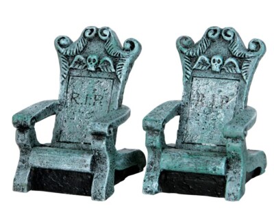 LEMAX 34615 - TOMBSTONE CHAIRS - Halloween Winterdorf Neu