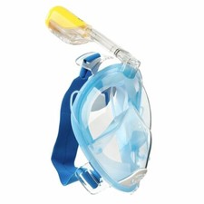 Full Face Snorkel Mask 180 View Breathing Tube Anti-fog Small L/XL- Blue Unisex