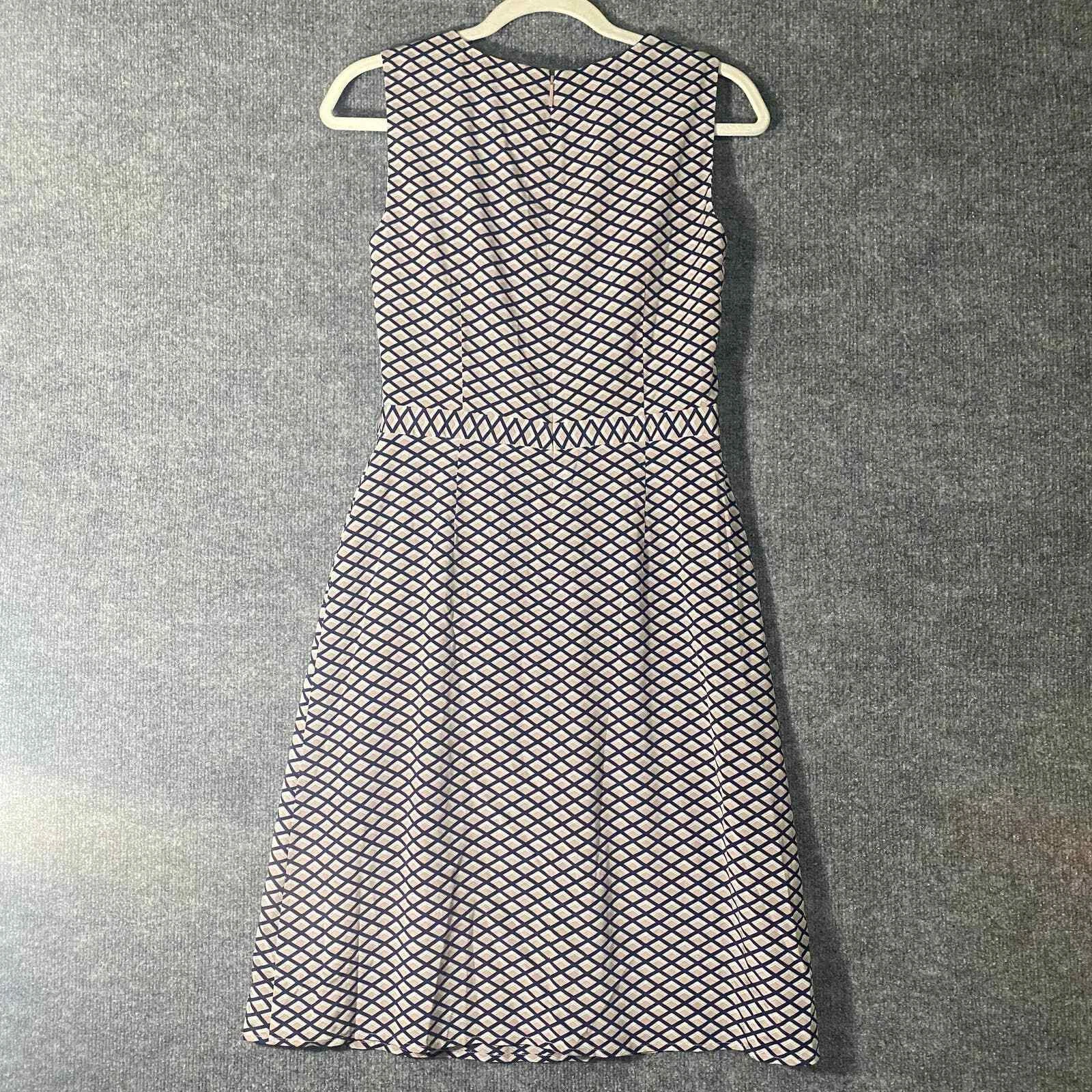 Abito Tory Burch 4 piccolo marrone chiaro stampato geometrico senza maniche A Line Maxine seta