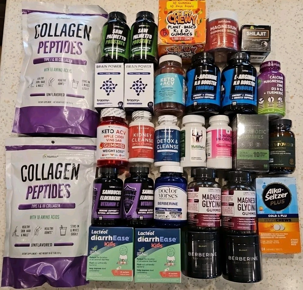 Wholesale Lot Of 30 Assorted Vitamins & Supplements NEW & Sealed 07/2025 & Later