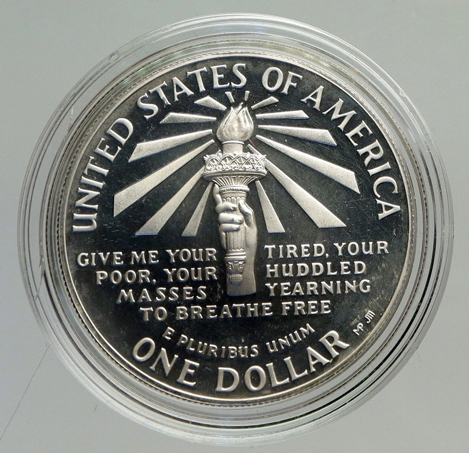 1986S UNITED STATES Ellis Island Statue of Liberty NY Proof Silver $ Coin i94195 - Image 2 of 3