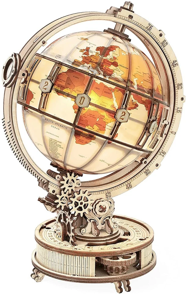 ROKR LED Luminous Globe 3D Wooden Puzzle DIY Building Model Kids Teen Xmas Gifts - Image 4 of 4