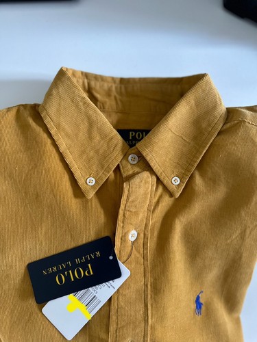 Polo Ralph Lauren Cord Shirt Mustard/Yellow Button Down Custom Fit Size XL - Picture 5 of 7