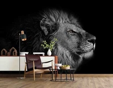 3D Lion Animal Blank Simple Self-adhesive Removeable Wallpaper Wall Mural1