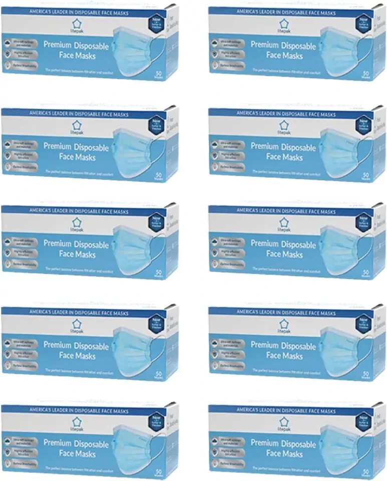 Litepak 500pcs Premium Disposable Face Mask SOFT 3ply Nose Wire - Image 2 of 2