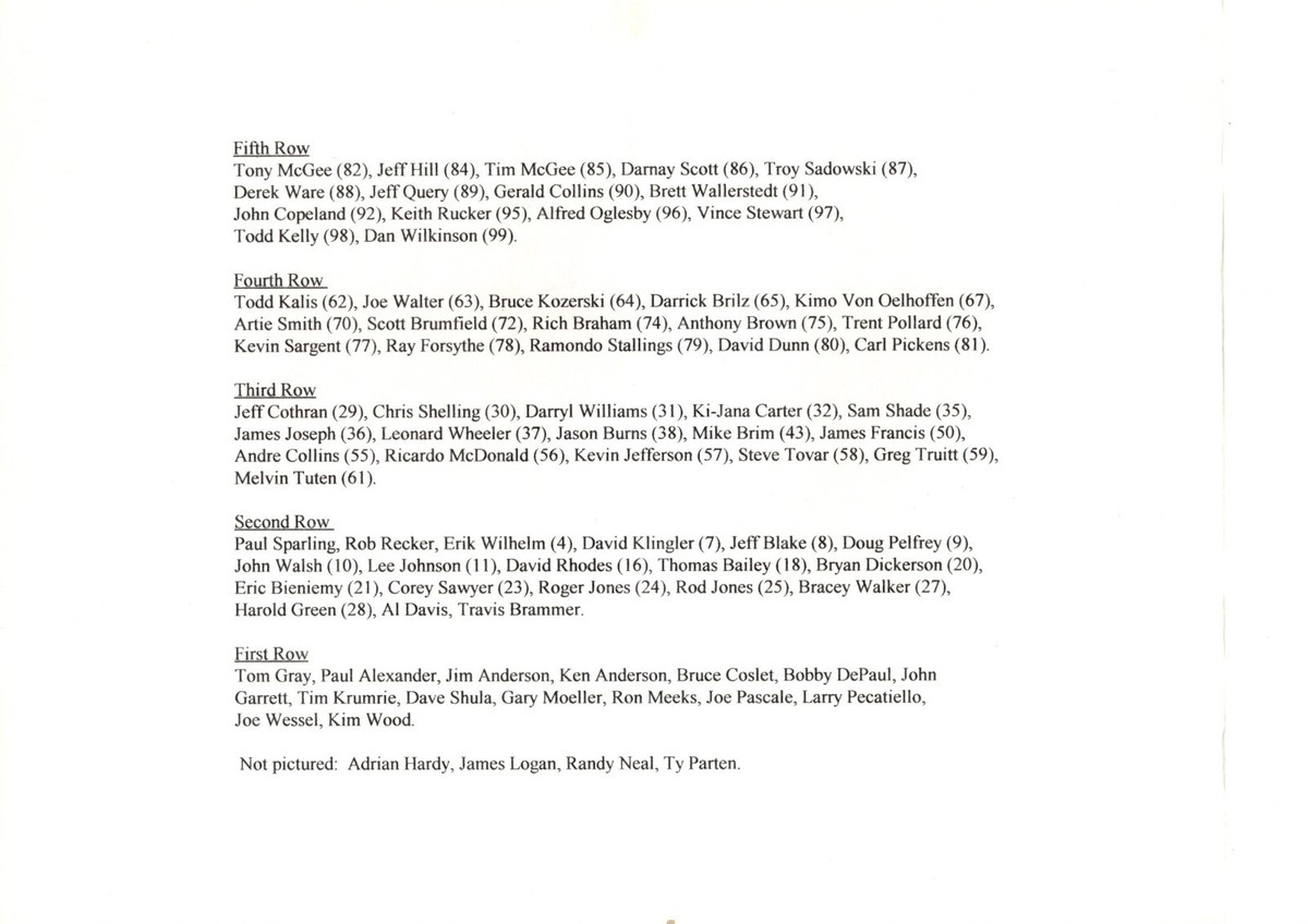 ORIGINAL VINTAGE 1995 CINCINNATI BENGALS TEAM PHOTO