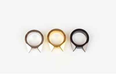 SELBSTVERTEIDIGUNGSRING Ring KATZE Silhouette 3 Farben: silber, gold, schwarz