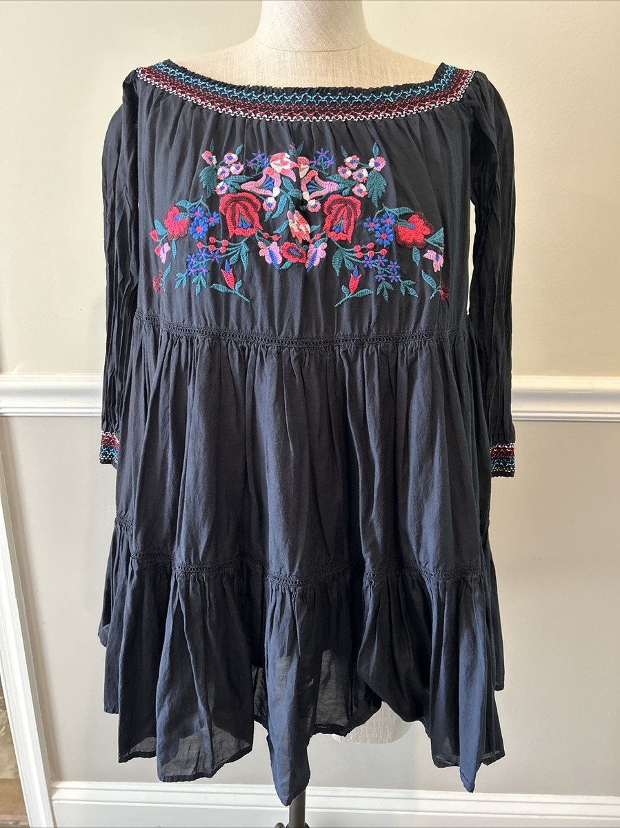 free people embroidered off the shoulder dress Free People Women's Berry Kiss Off-The-Shoulder Embroidered Cotton Mini Sheath Dress