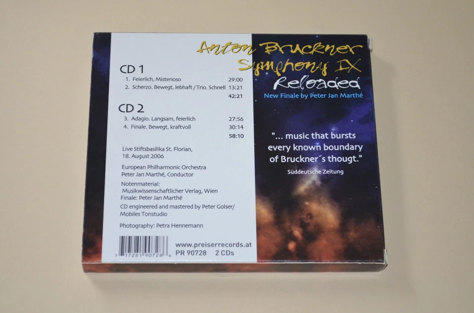 Anton Bruckner - Symphony IX Reloaded / Peter Jan Marthé / Preiser Records / 2CD - Bild 2 von 2