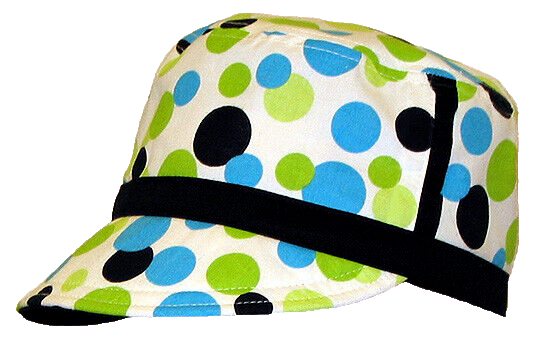 WOW! RETRO 1990s STYLE POLKA DOT CADET COTTON CAP HAT WITH BLACK