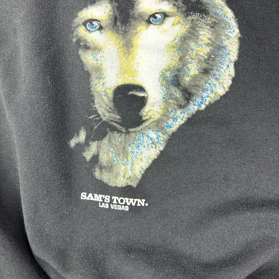 Suéter Vintage Sam's Town Las Vegas Wolf Negro Hombre Talla Grande L Foto 3 de 4