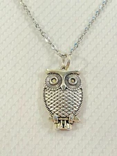 OWL Bird Pendant Necklace 20” Stainless Chain Unique Silver Fashion Jewelry NEW