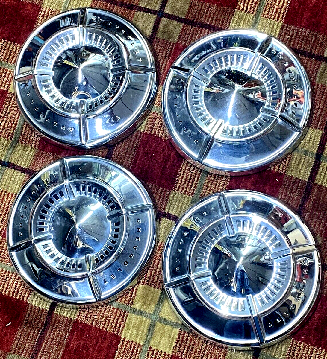 4) OEM Used 1961-1962 Chevy Belair Impala Chrome Dog Dish Poverty