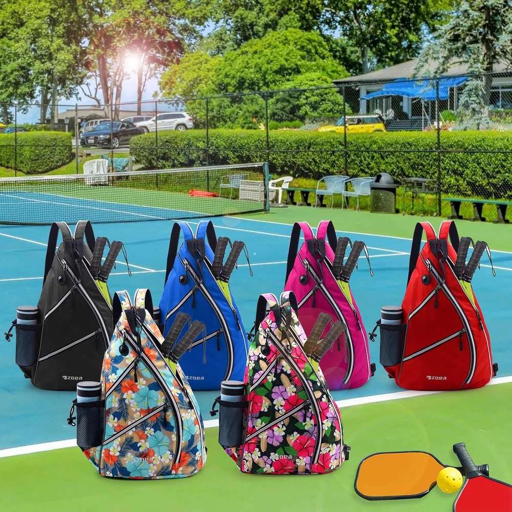 Pickleball Bag, Sport Pickleball Sling Bag for Women Man, Adjustable Pickleball