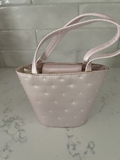 Claires Girls Small Pale Pink Satin with small bead design snap clasp purse NEW