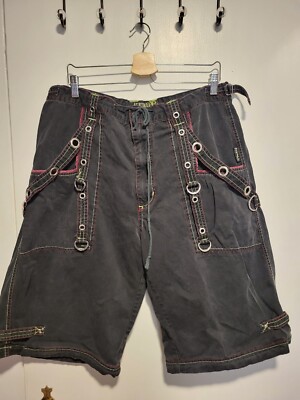 パンツ Tripp NYC x XU bondage baggy shorts TRIPP NYC MEN'S XL CARGO ZIP-OFF SHORTS GOTH RAVE BONDAGE CHAINS