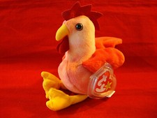Ty Beanie Babies STRUT the Rooster-Retired from 1996-P.V.C. Pellets-Mint w/Tags