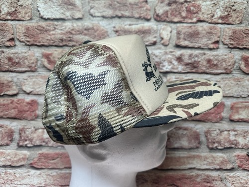 NOS Vintage Snapback Mesh Trucker Hat Louisiana White Tail Bucks Tan Camo Retro! - Picture 5 of 10