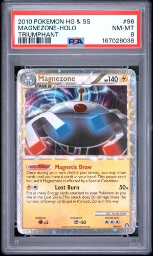 2010 POKEMON HEARTGOLD & SOULSILVER TRIUMPHANT #96 MAGNEZONE-HOLO PSA 8