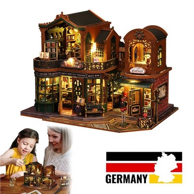 Miniaturhaus Bausatz DIY 3D Holzpuzzle Kit mit LED Licht Puppenhaus Geschenk DHL