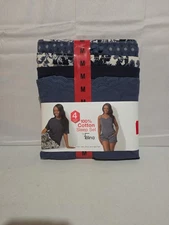 Felina Women's  4 Piece 100% Cotton Sleep Set, Blue, Sz: M