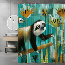 Sloth Shower Curtain Tropical Abstract Jungle Print