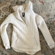 Ideology 1/4 Zip Chevron Quilted Hoodie Youth M White Pockets Athletic