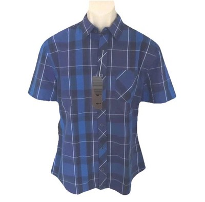 Herren Hemd ESPRIT blau und rot  kariert kurzarm regular fit Gr. M Baumwolle