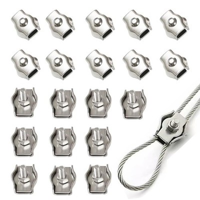 Simplex Wire Rope Cable Clamp 20 PCS 1/8 inch M3 Stainless Steel Single Bolt