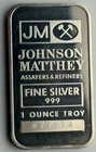 1 Oz .999 Silver - JM Serial Numbered Art Bullion Bar - Johnson Matthey