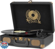 Vinyl Record Player Bluetooth Turntable 3-Speed Suitcase Portable