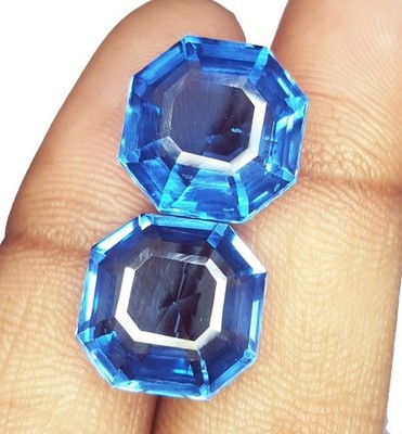 Zertifizierter natürlicher Blautopas 20 kt loser Edelstein Ringgröße Achtecks...