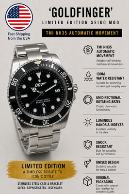 James Bond 007 BOND 'Goldfinger' Seiko NH35 Automatic Movement